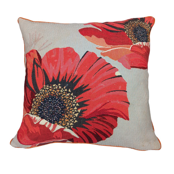 Iosis Paris Decorative Pillow Large Floral Print Beige and Orange - Picture 1 of 4